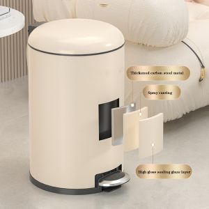 Indoor Living Room Bathroom Stainless Steel Pedal Trash Can