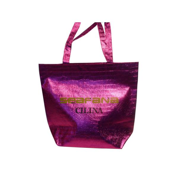 Buy Customized 75g Pink Crocodile Veins Shining Coat Non Woven Fabric Carry Bags at wholesale prices