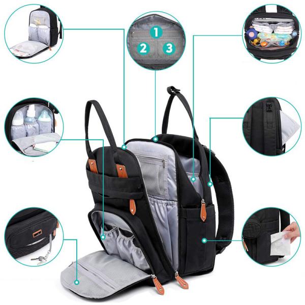 Embossing Anti Theft Large Capacity Diaper Bag Backpack 20-35 Litre