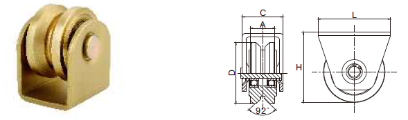 43mm 58mm 60mm Sliding Gate Wheel Heavy Duty Double Bearings Y Groove External