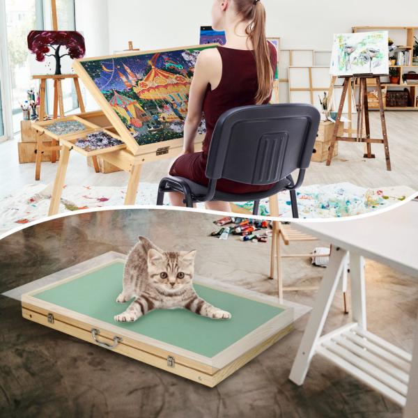 Puzzle Board Cover Wooden Folding Drawers Jigsaw Puzzle Table with Legs 1500pcs AJUNION