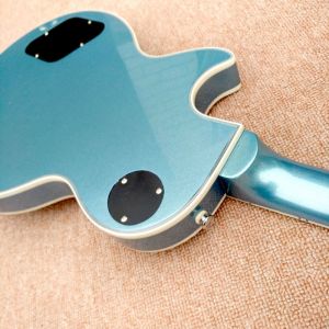 New style high quality custom LP electric guitar, metallic blue, chrome hardware