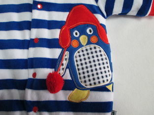 Yarn Dyed Striped Baby Footed Rompers Velour Warm Romper With Padding