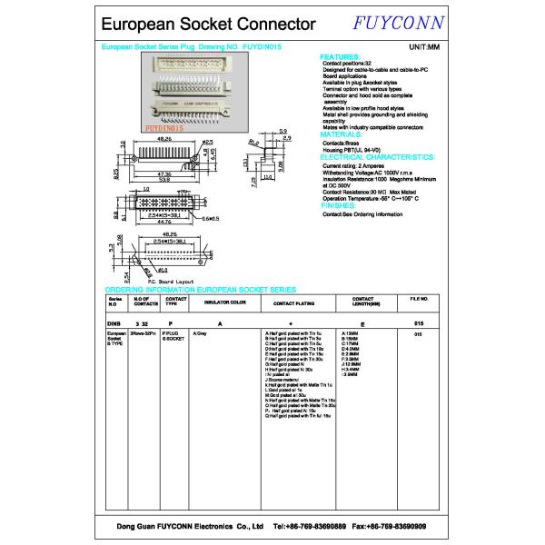 32 Pin B Type Eurocard DIN 41612 Right Angle Male PCB Plug Connector