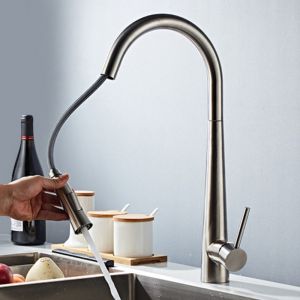 Pull Out Brushed Stainless Steel Kitchen Tap 35mm Ceramic Cartridge