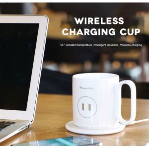 55 Degree Coffee Mug Warmer With Wireless Charger ABS Ceramics 8 Hours Work