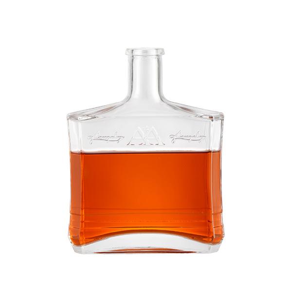 Buy 500ml Glass Collar Square Vodka Whisky Bottle Wine Glass Bottle at wholesale prices