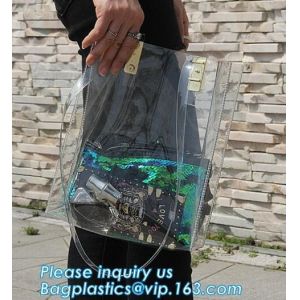 fashional pvc lcear plastic shoulder display shopping bag, Portable Clothing