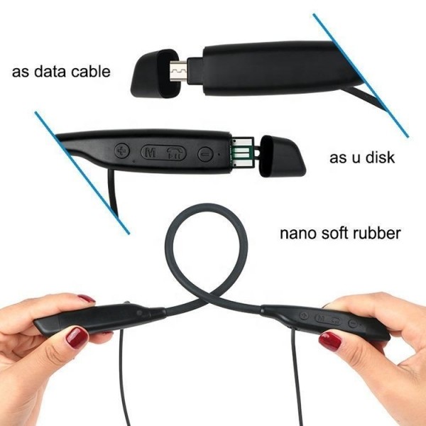 Sport music Bluetooth Headphones Retractable Foldable Neckband Wireless Headset