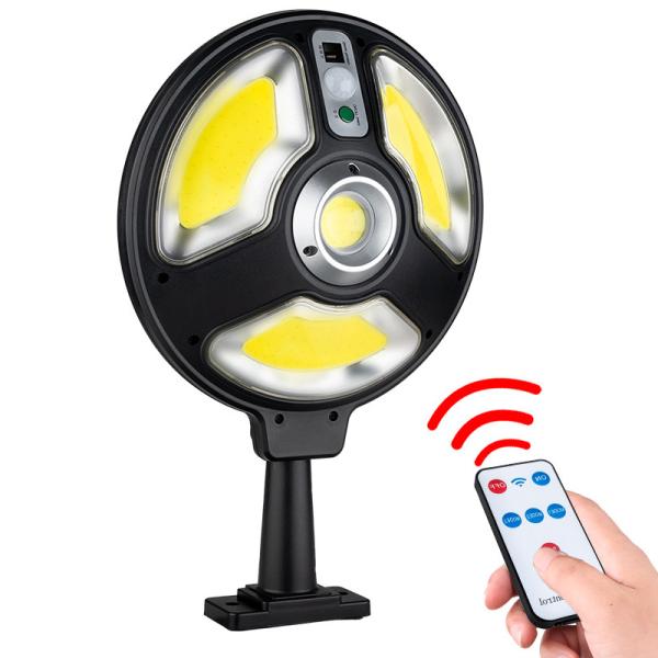 Round Waterproof PIR Motion Sensor Smart Remote Control Wall Lamp Solar Energy Outdoor Garden Solar Light