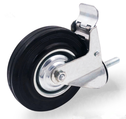 Buy 5 inch threaded stem casters with brakes industrial rubber casters at wholesale prices