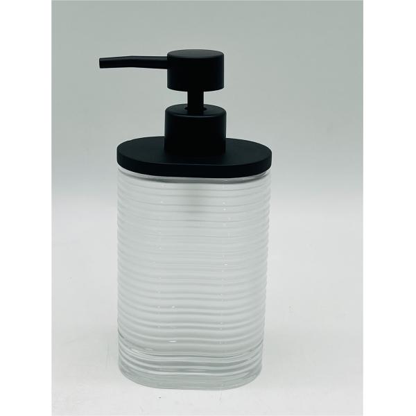 Milky White Glass Bath Accessories Set Round With Circle Line Lotion Dispenser Modern Set