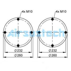 AIRSUSTECH 12X2 Double Convolution Bellows Contitech FD 412-18 DS Air Spring