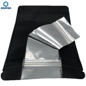 Matte Black Reusable PE 8oz Aluminum Foil Stand Up Bag