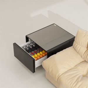 Refrigerated Drawer USB Interface Modern Smart Coffee Table with Aluminum Metal
