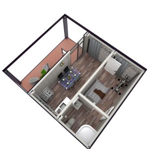 One Bedroom Living Veranda Holiday Villa Flat Pack Container House Luxury Prefab