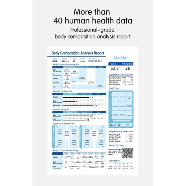 Electronic Height Weight Fat and BMI Health Scale and Fat Analysis