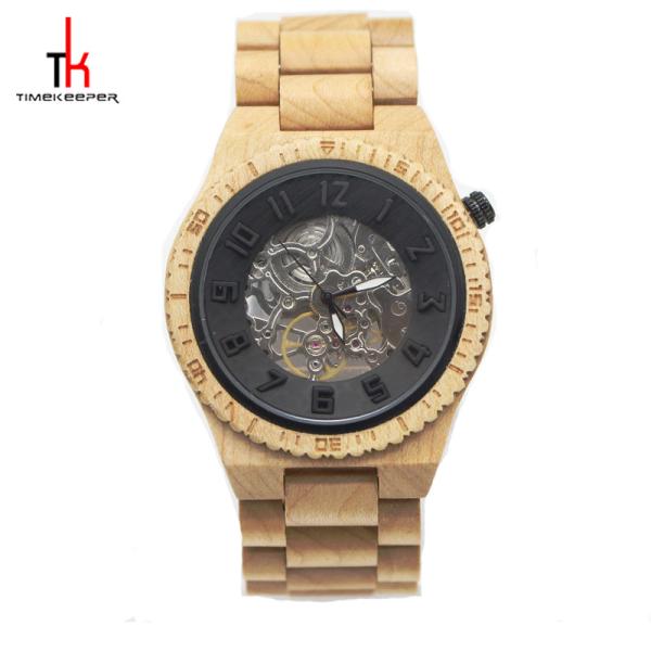Buy OEM ODM Waterproof Wood Watch / Luxury Wooden Mechanical Watch at wholesale prices