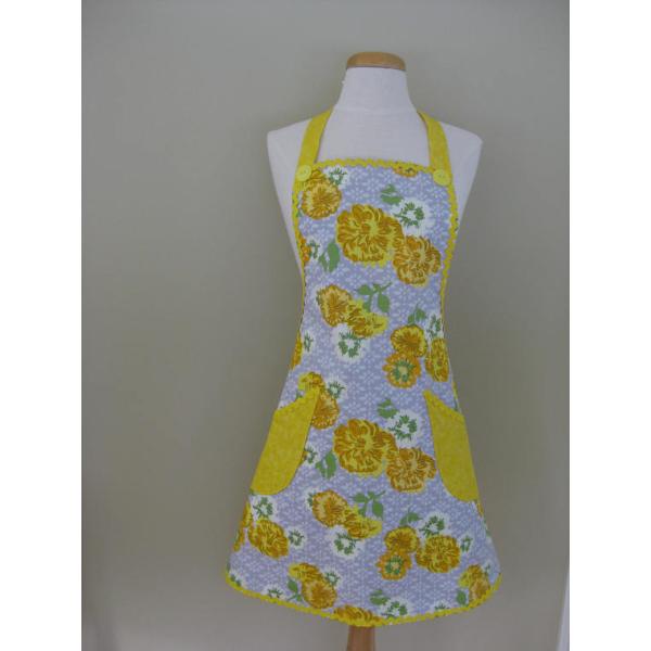Ladies Apron, Floral Apron, Kitchen Apron, Full Cooking Apron, Gift For Women, Yellow Apron, cooking Apron, Adult Aprons