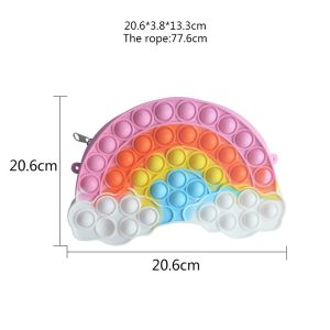 Satchel Zipper Purse Silicone Bubble Toys Floating Rainbow Clouds