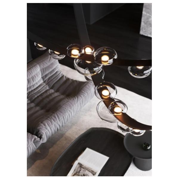 Modern Black Leather Chandelier for Living Room Hall Villa Home Long Chandelier(WH-MI-401)