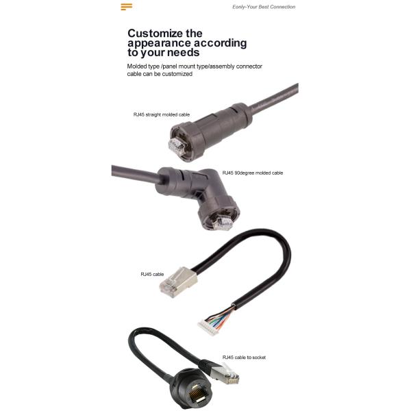 M12 X Code RJ45 Plug Cable IP67 IP68 Waterproof Industrial Ethernet