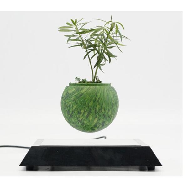 square base rotating magnetic floating levitation air bonsai flowerpot pot