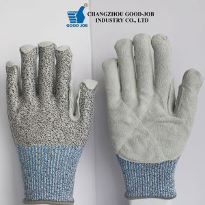 Leather Cut Resistant Gloves HPPE Fiber Cow Split Leather Welding Gloves