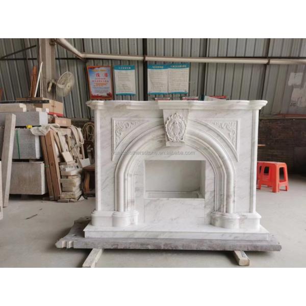 Modern Design White Marble Fireplace Surround for Wall Mounted Installation