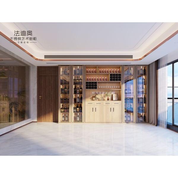 Fadior Wood Grain Wine Cabinet Solution Stainless Steel Craftsmanship With Integrated Lighting
