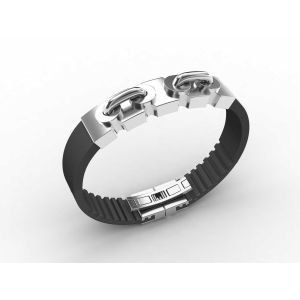 Quality Top Quality Europe Fashion Stainless Steel Genuine Leather Silicone Bangle Bracelet ADB125 for sale