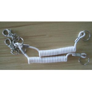 Dark green plastic spiral coil tool lanyard with 2pcs heavy duty hooks safety