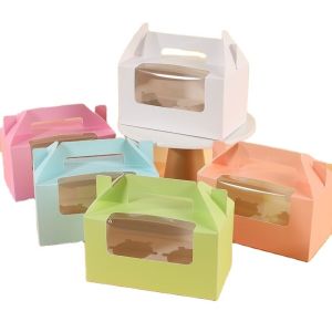 Quality Sustainable Doughnut Cake Bakery Box Packaging Transparent Window Personalized for sale