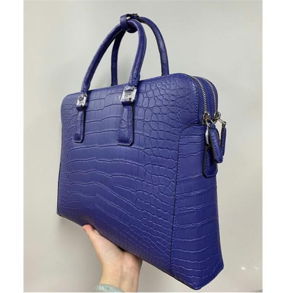 Authentic Crocodile Belly Skin Matt Finished Businessmen Blue Briefcase Genuine Alligator Leather Male Working Purse