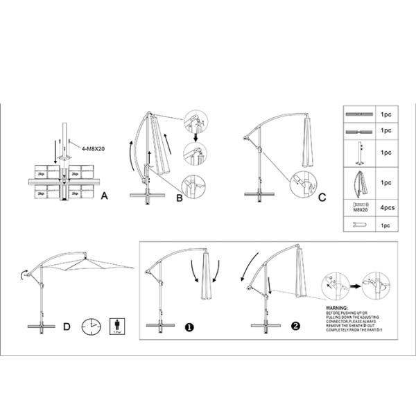 Outdoor Waterproof Hanging Banana Parasol , Large Cantilever Patio Umbrellas