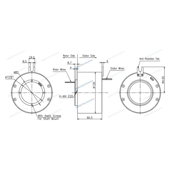 IP65 Through Bore Slip Ring With Rotating Electrical Connector For Industry System