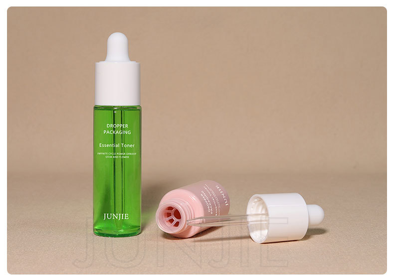 Customized logo Luxury Plastic Skincare Packaging 20ml 30ml 60ml 1oz Frosted Flat Face Serum Essential Oil Dropper Black Bottle