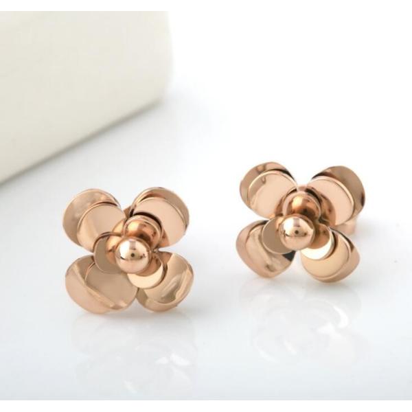 Camellia Shape Flower Design Earring Rose Stainless Steel Jewelry Earrings Gold