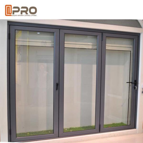 Buy Insulated Glass Accordion Aluminum Sliding Folding Door For Exterior Balcony glass partition folding door wooden folding at wholesale prices
