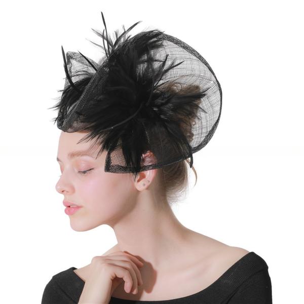 International Shipping Sinamay and Feather Fascinator Hat with Goose Feather