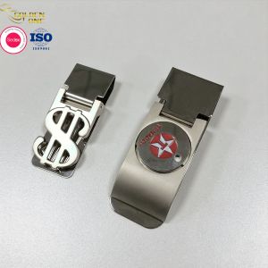 Card Holder Metal Wallet Clip Men Engraved Logo Stainless Steel