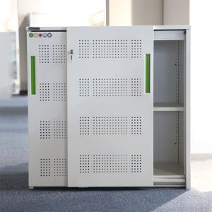 Commercial 0.5-1.2mm Metal Sliding Door Display Cabinet For Office