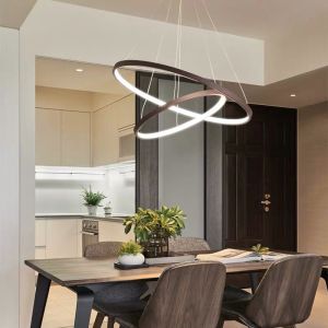 Metal Acrylic Aluminum Modern Pendant Light LED Ring Chandeliers Simple