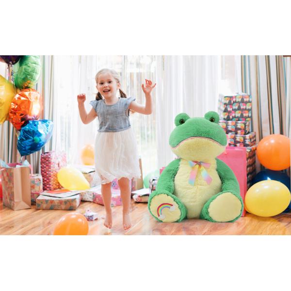 Unisex Giant Frog Plush Toy with Rainbow Embroidery Soft Kids Birthday Gift Party Decor PP Cotton Filling for Stress Relief