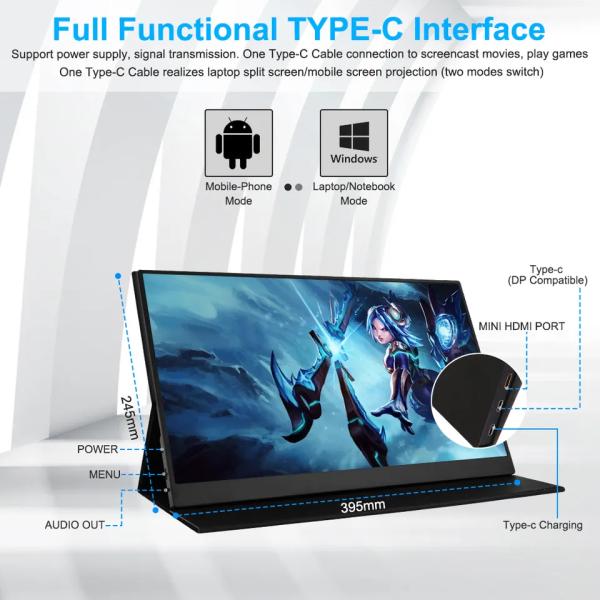 17.3 Inch Gaming 1080P 4K Uhd Portable External Monitor HD Gaming Laptop