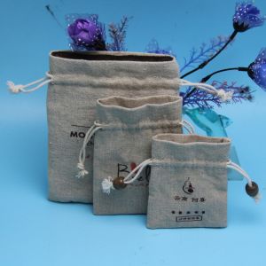 Hand Made Printed Jute Drawstring Bag Wear Resistant For Christmas Gift Packing