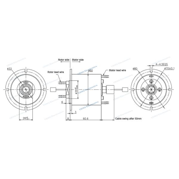 Integrate RF slip ring with power ethernet signal and radio frequency rotary union