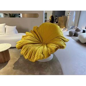 Nordic Light Luxury Velvet Flower Petal Chair Hotel Showroom Stainless Steel