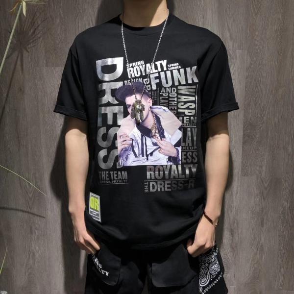 100% Cotton Mens Hip Hop Style T Shirts Round Neck Custom Printing