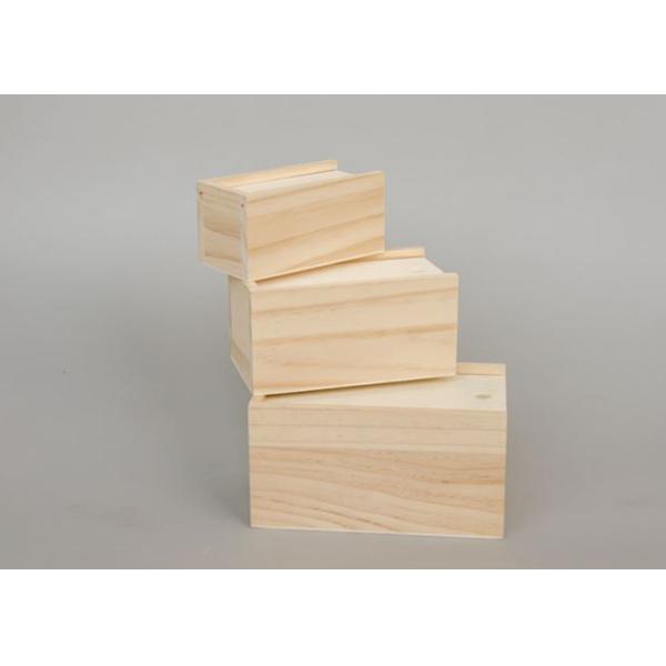 Customized Engrave Logo Small Wooden Box With Sliding Lid Empty Gift Storage